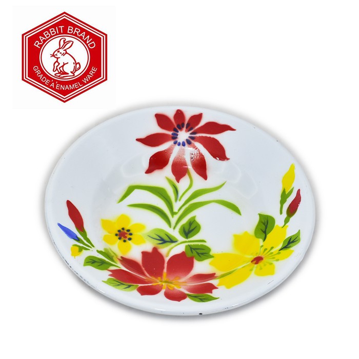 จานสังกะสีเคลือบ7 (18ซม.)กระต่าย-ลายดอก /ยกโหล 12 ใบ