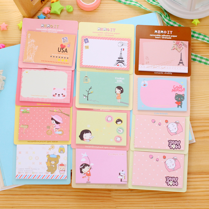MUISUNGSHOPกระดาษโน๊ตมีกาว Post-it โพสอิท การ์ตูน สไตล์เกาหลี คละลาย