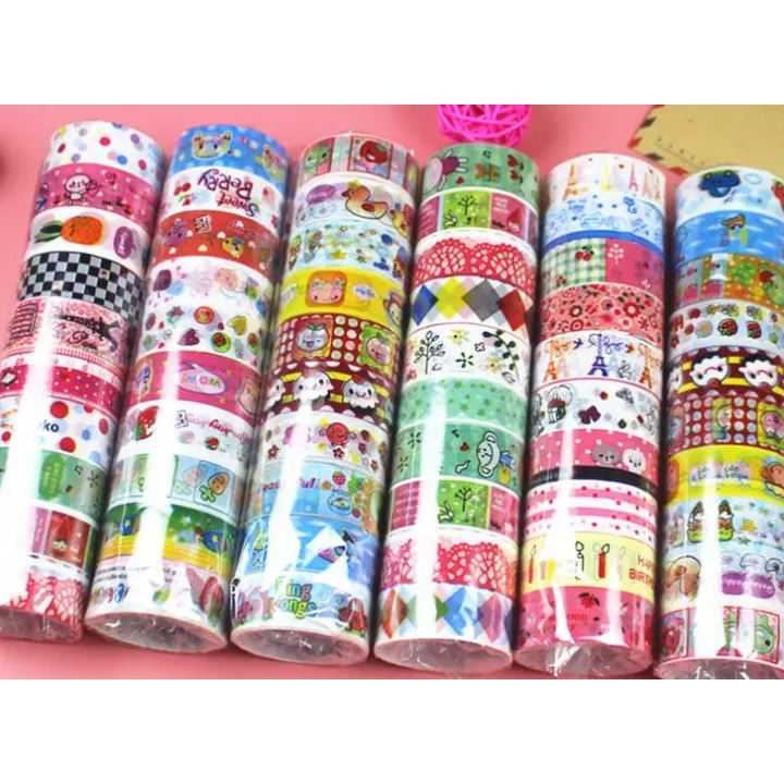 MUISUNGSHOP (10 ชิ้น) วาชิเทปลายการ์ตูน สำหรับตกแต่ง เทปตกแต่ง เทปวาชิ เทปการ์ตูน เทปน่ารัก สติ๊กเกอร์ตกแต่ง