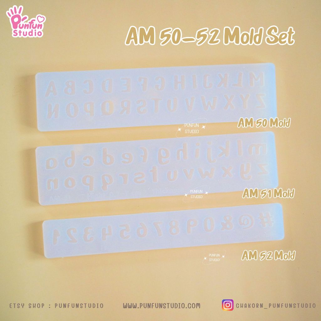 แม่พิมพ์ตัวอักษร AM 50-52 Mold / Height 1.1-1.5 cm หนา 2 mm / แม่พิมพ์ซิลิโคน