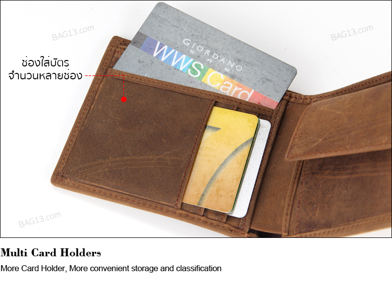 กระเป๋าสตางค์หนังแท้ กระเป๋าตังหนังแท้ กระเป๋าเงิน กระเป๋าใส่บัตร หนังแท้ กันน้ำได้ ทนทาน รหัส F05