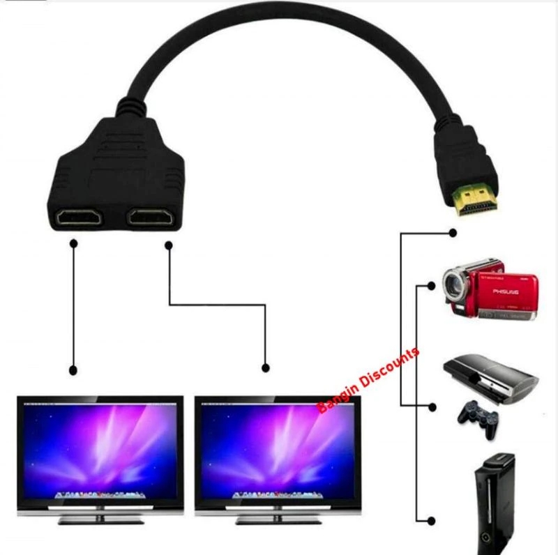 สาย HDMI สายตัวแยก 1 ชายคู่ HDMI 2หญิง Y รางช่องยูเอสบี 0.3 ม