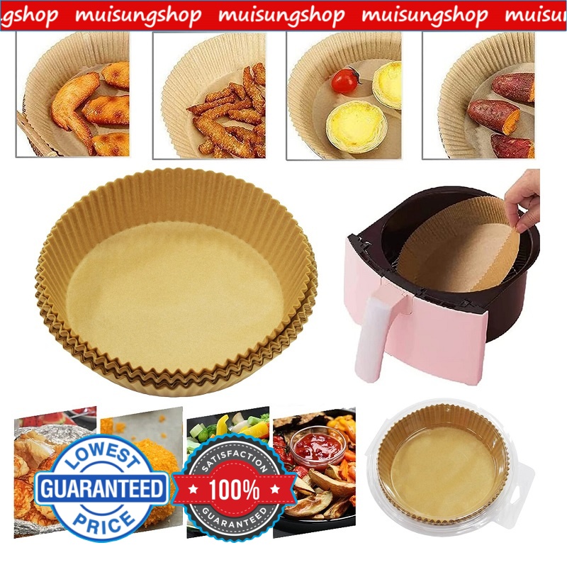 MUISUNGSHOP (50 ชิ้น) กระดาษรองอบสำหรับหม้อทอดไร้น้ำมัน,กระดาษดูดน้ำมันและซับน้ำมันสำหรับใช้ในครัวเรือน แผ่นรองกระทะ