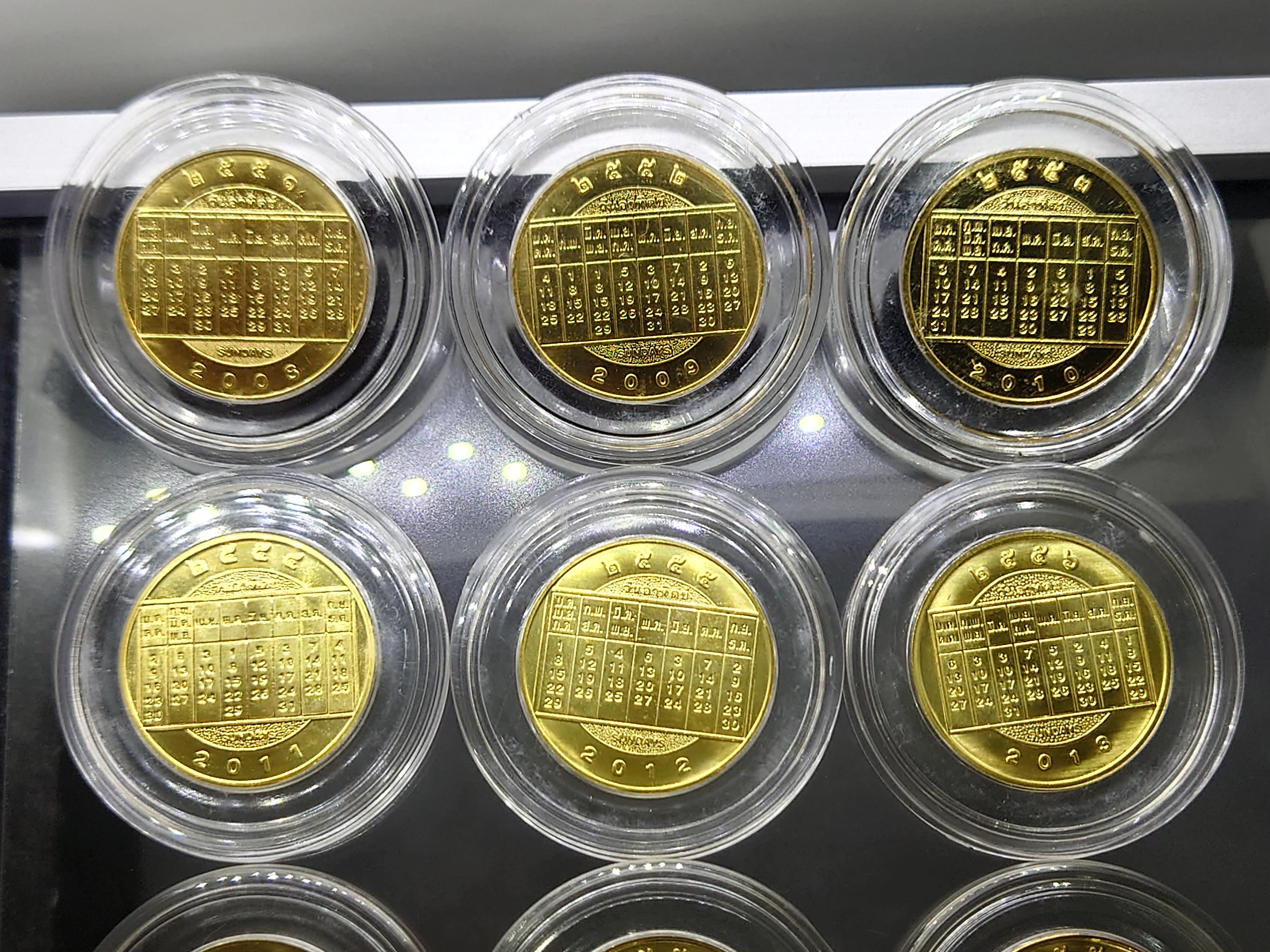 เหรียญปีนักษัตร เนื้อทองแดงชุบกาหลั่ยทอง ครบชุด 12 นักษัตร(ประจำปี2549-2560)กรมธนารักษ์สร้าง ไม่ผ่านใช้