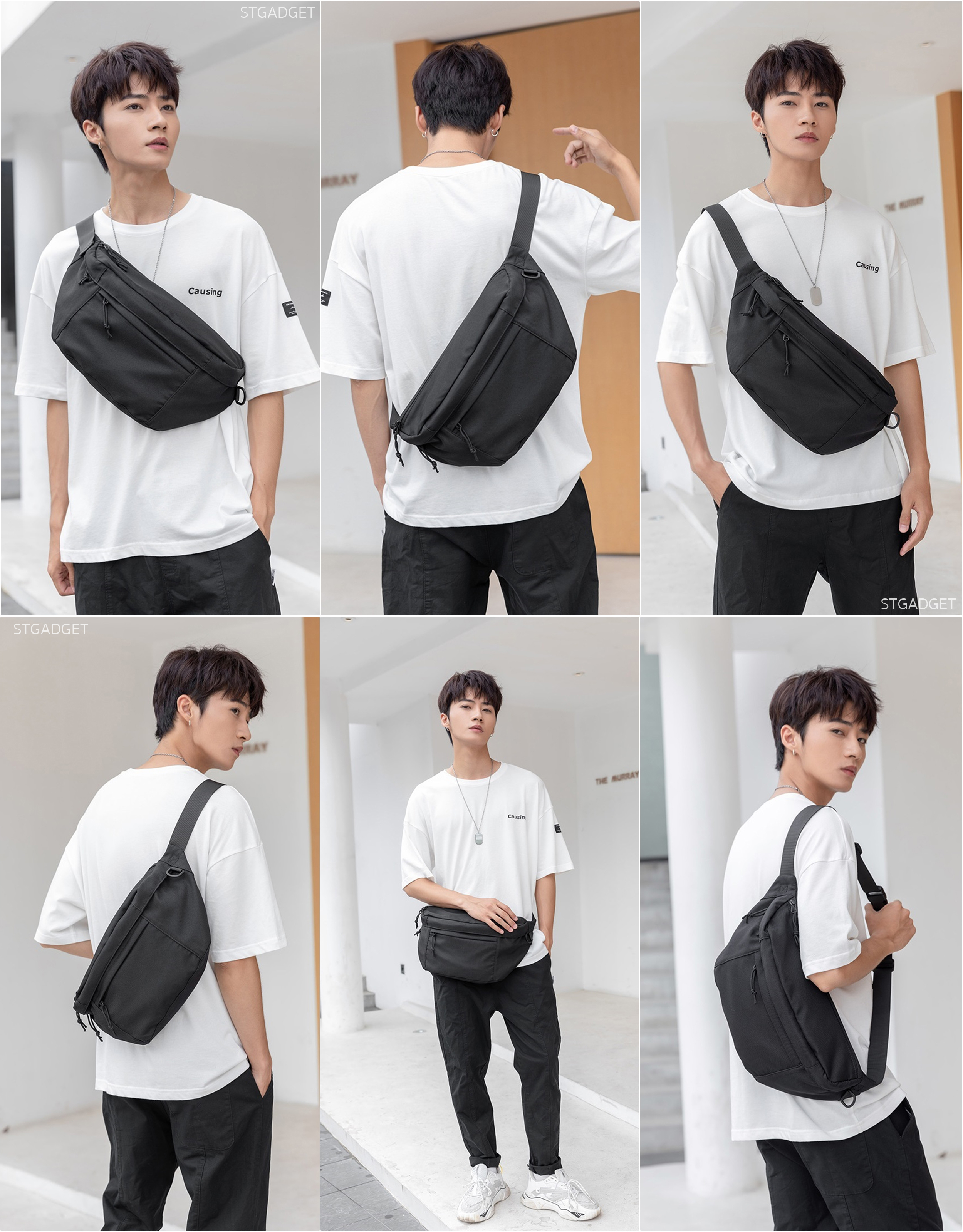 กระเป๋าคาดอกผู้ชาย ผ้าแคนวาส ใส่ของได้เยอะ กันน้ำ ทนทาน ใช้งานได้ยาวนาน** รหัส B054