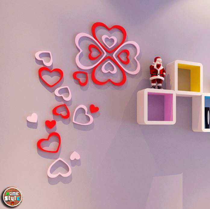 ชุดหัวใจ 3D 5ดวง มีหลายสีให้เลือก พร้อมกาวติด