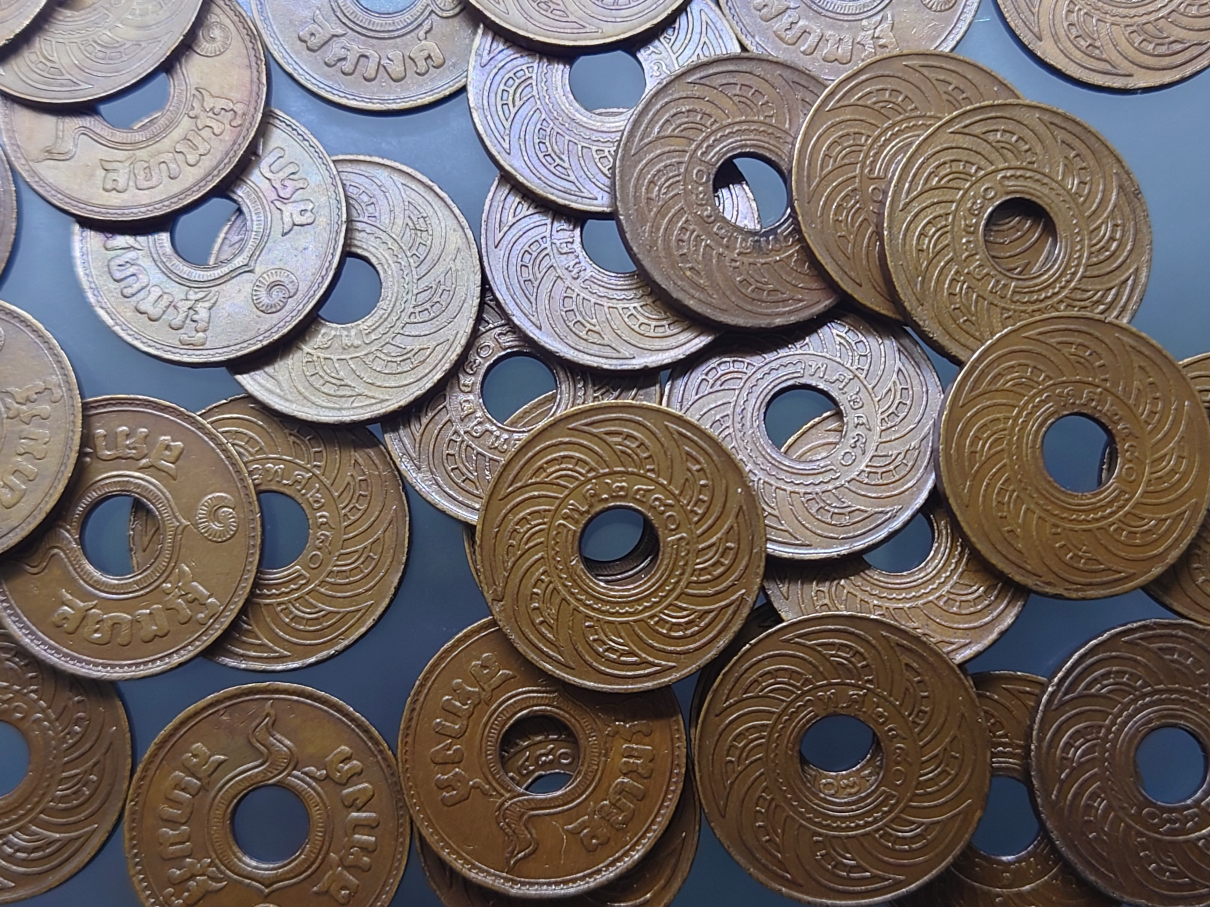 สตางค์รู เนื้อทองแดง 1 สตางค์ ปี พ.ศ.2480 ผ่านใช้ สวย