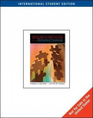 Research Methods for the Behavioral Sciences ISBN 9780495509837