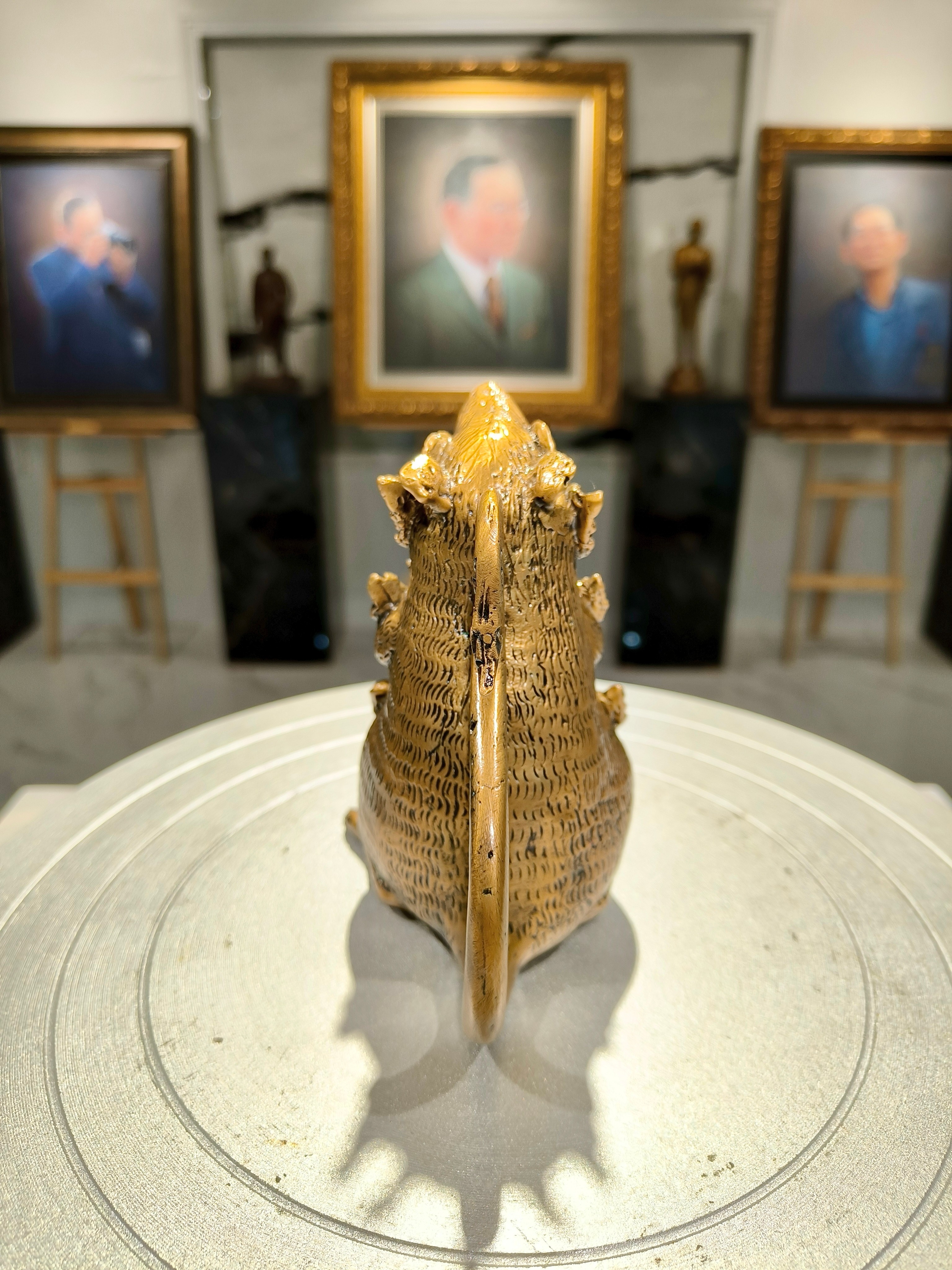 รูปหล่อ หนูมุสิกะถือขนม หนูพระพิฆเนศ หน้าตัก 3 นิ้ว เนื้อสัมฤทธิ์