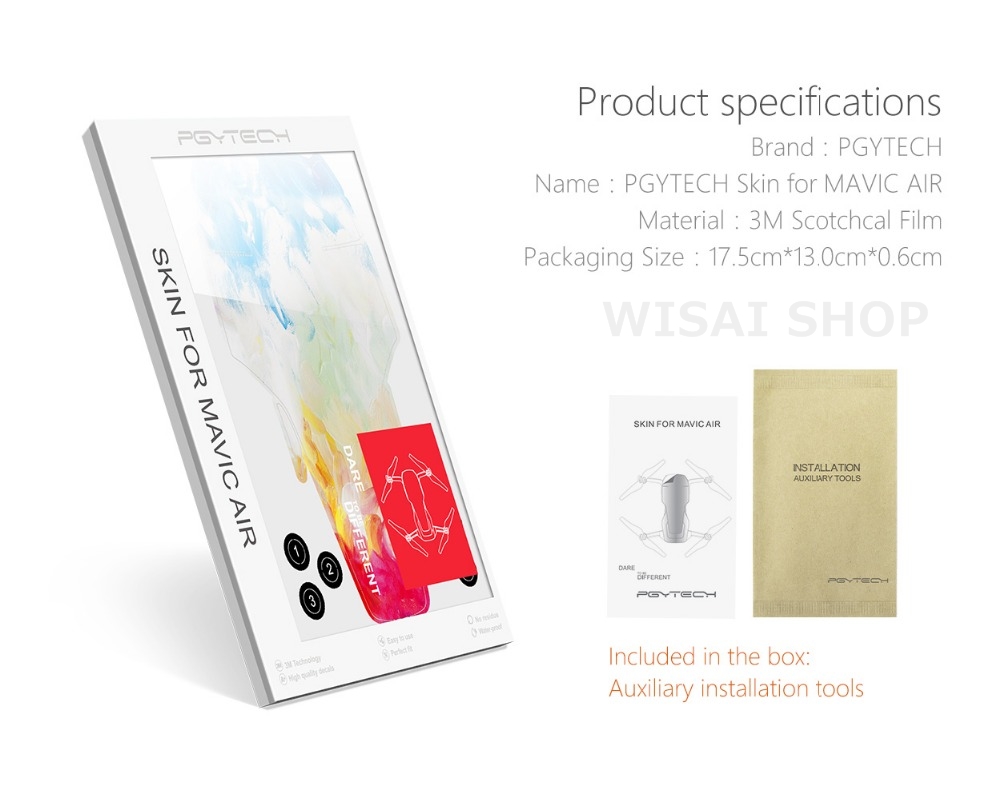PGYTECH สติกเกอร์คาร์บอนกันน้ำสำหรับเคสและรีโมท DJI Mavic Air - D10