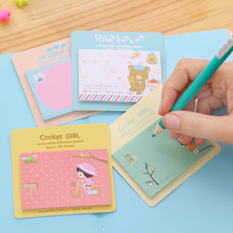 MUISUNGSHOPกระดาษโน๊ตมีกาว Post-it โพสอิท การ์ตูน สไตล์เกาหลี คละลาย