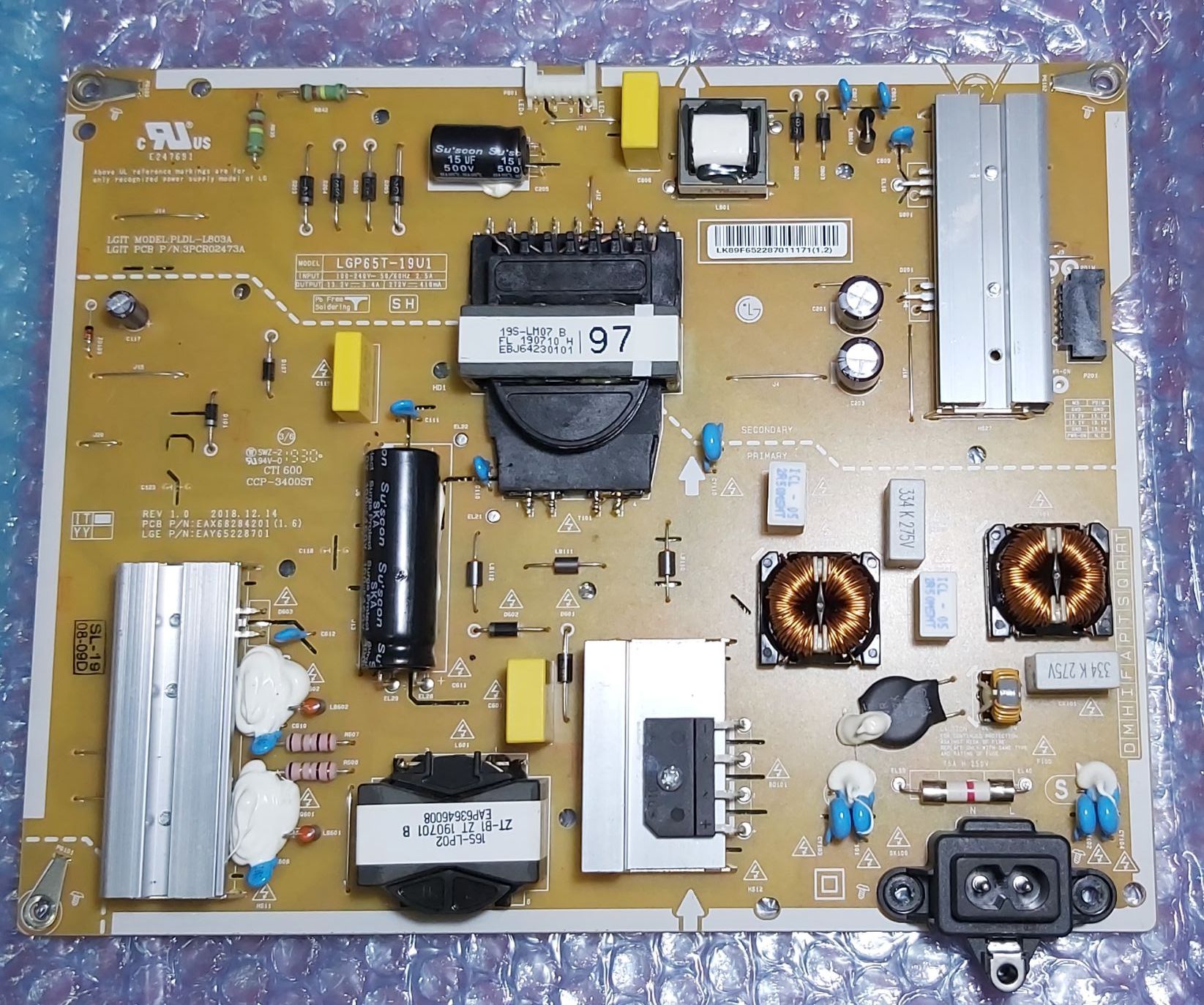 บอร์ด Power supply TV LG 65UM,UN EAX68284201 (1.6)