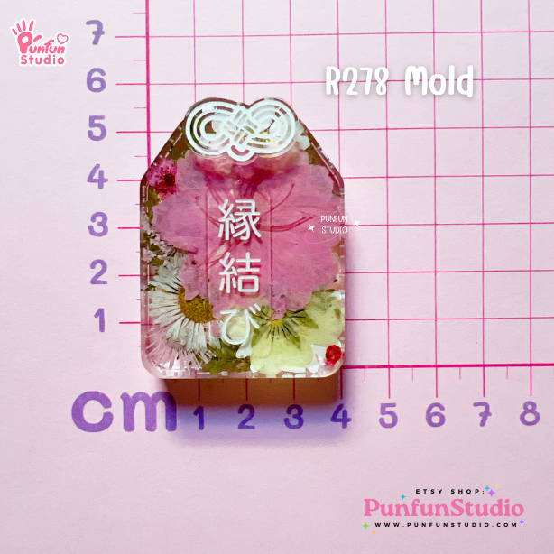 R278 Omamori with Bow Mold / Thickness 10+2 mm/ Silicone Mold / Epoxy Resin Mold