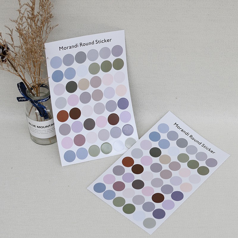 MUISUNGSHOP มากกว่า 10 แบบ สติ๊กเกอร์วงกลม Round sticker สี earthtone โทนม่วง สติ๊กเกอร์สี พร้อมส่งในไทย ไม่รอนาน