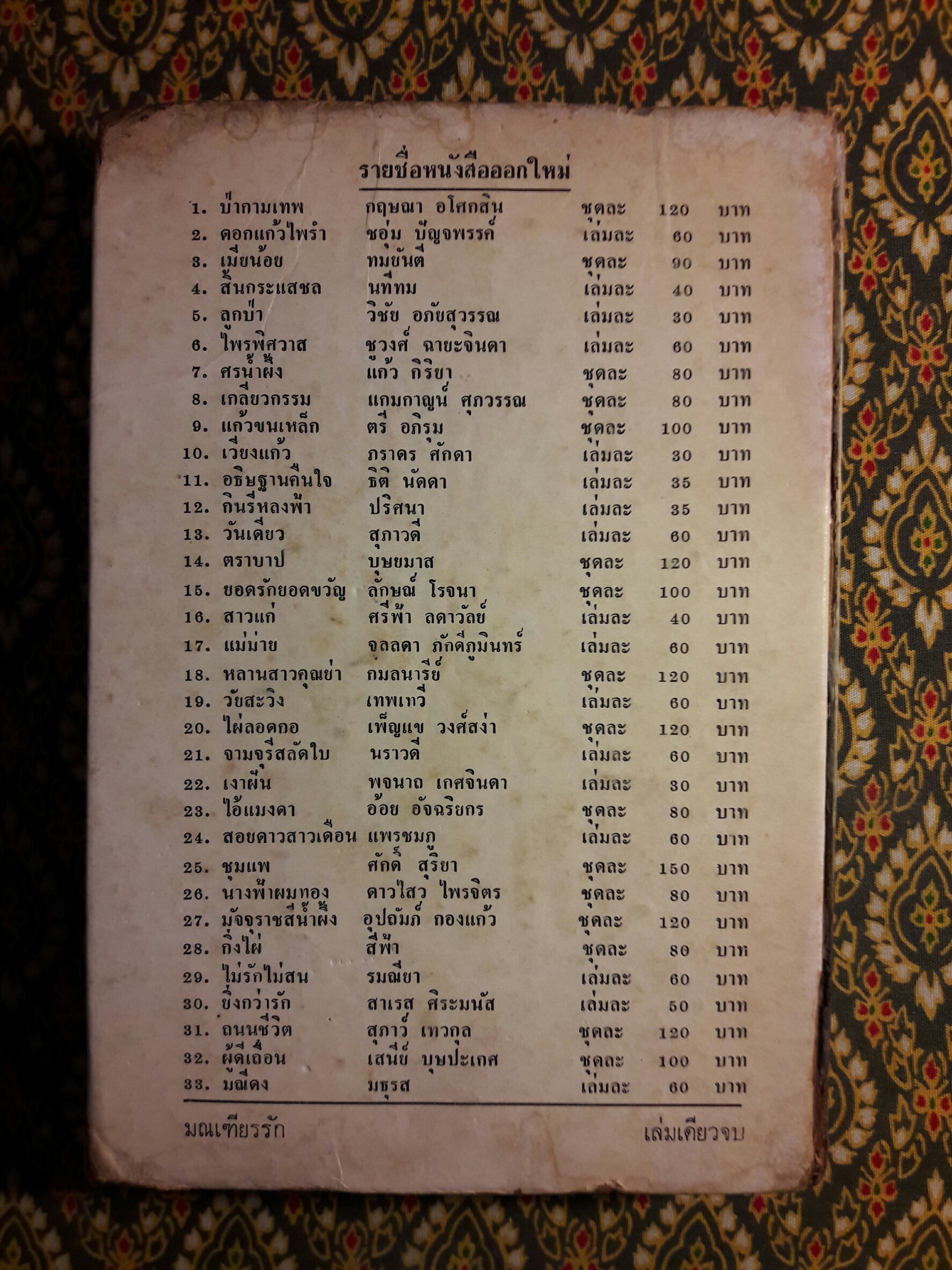 มณเฑียรรัก “หนังสือเช่า”