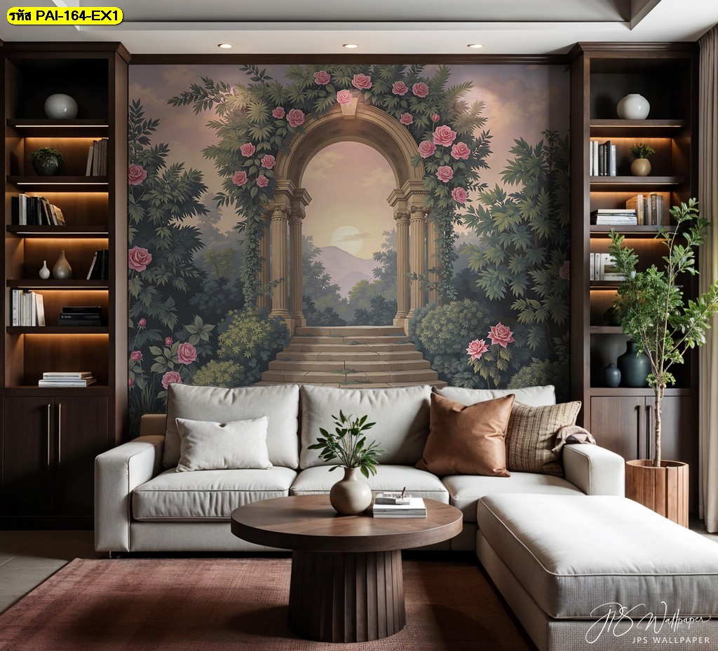 : วอลเปเปอร์พิมพ์ภาพวิว เติมบรรยากาศสวนป่ายุโรป