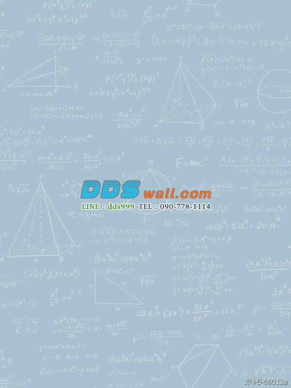 JFAY12-40 ลายสูตรคณิตศาสตร์ สีขาว พื้นหลังสีฟ้า