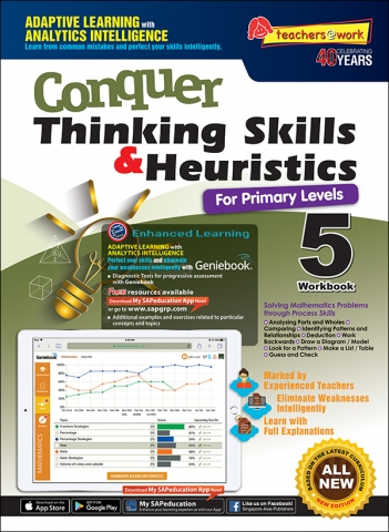 แบบฝึกหัดคณิตศาสตร์ภาษาอังกฤษ ป. 5 Conquer Thinking Skills & Heuristics For Primary Levels Workbook 5