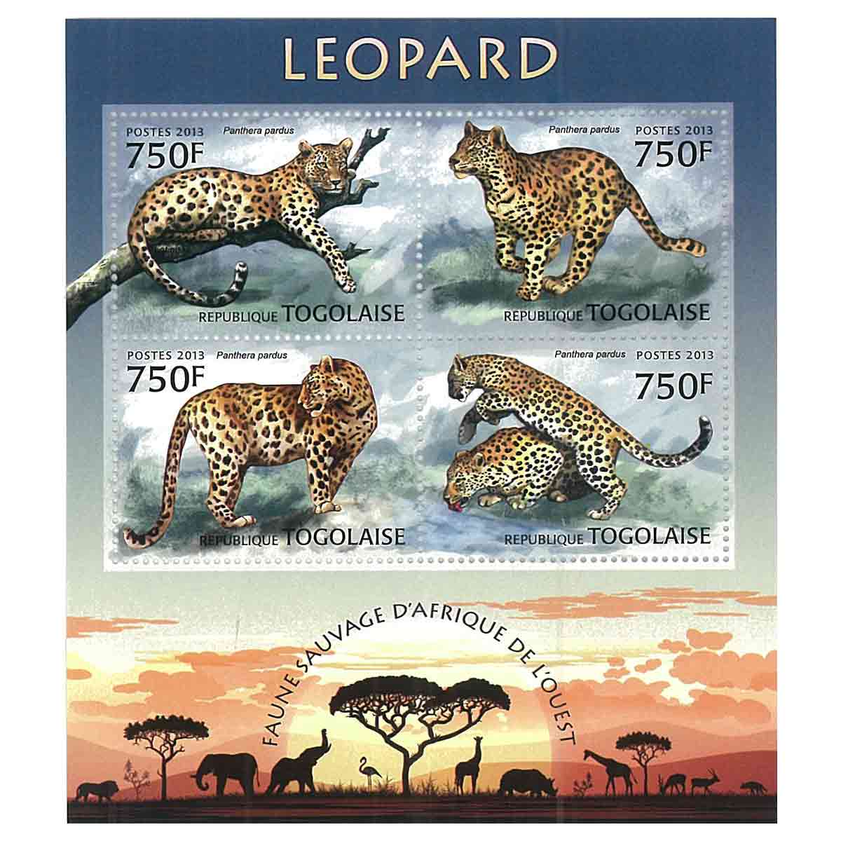 Togo Stamp, 2013 Leopard, Wildlife, Animals