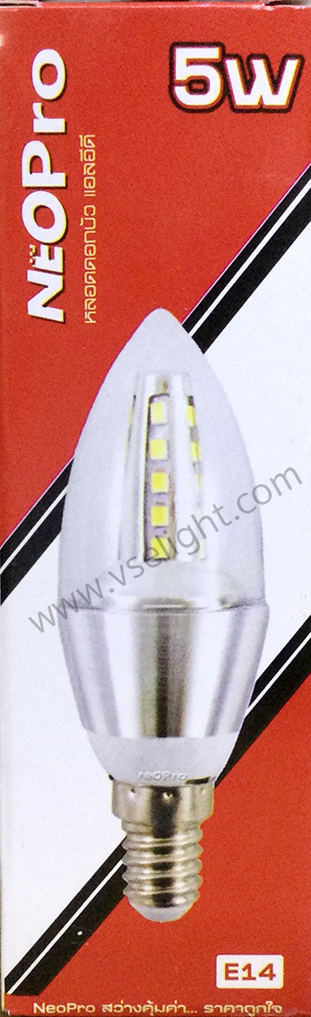 หลอดจำปา LED 5W Neopro ขั้ว E14 ทรงดอกบัว C35 แสง Daylight และ Warm white