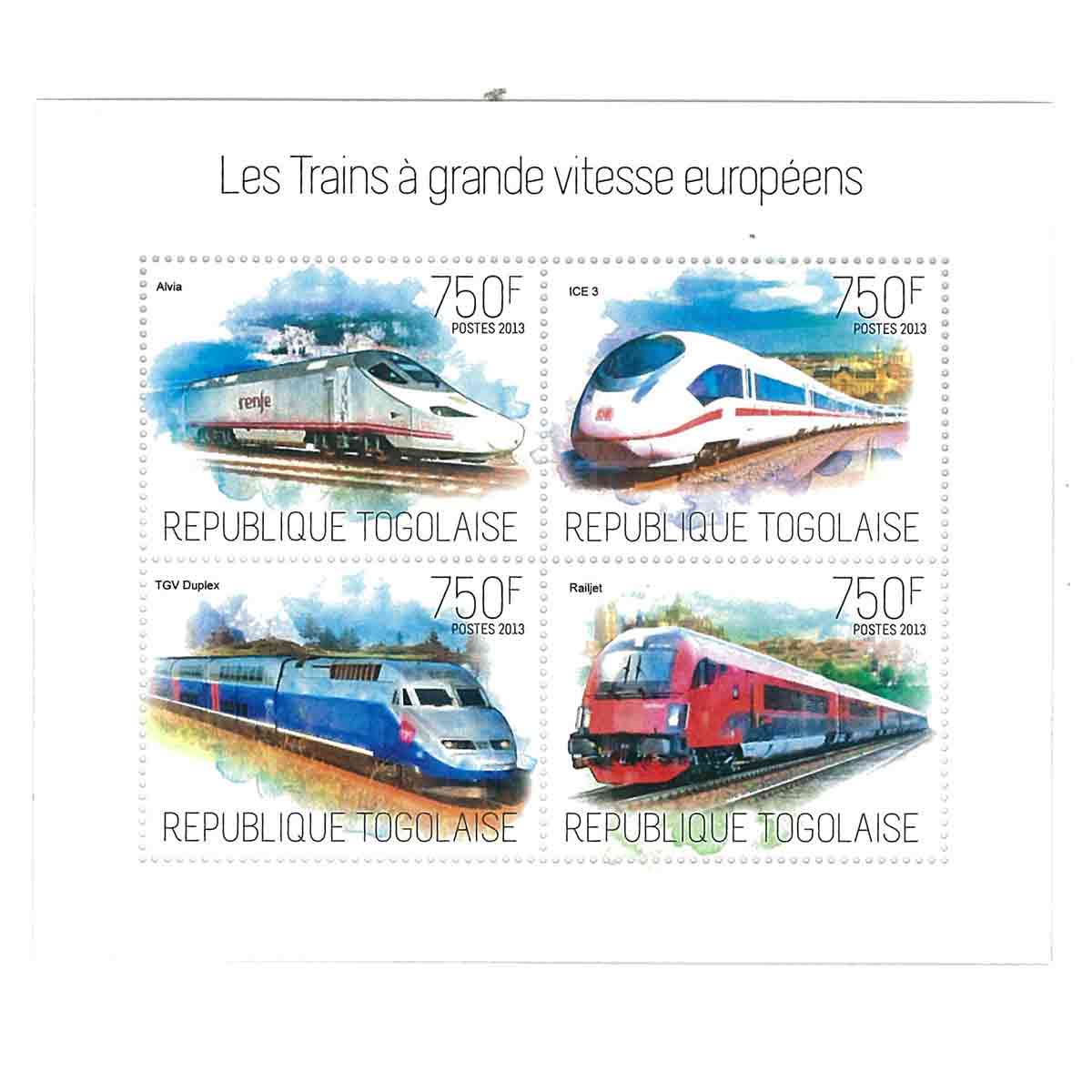 Togo Stamp, 2013 European High Speed Trains
