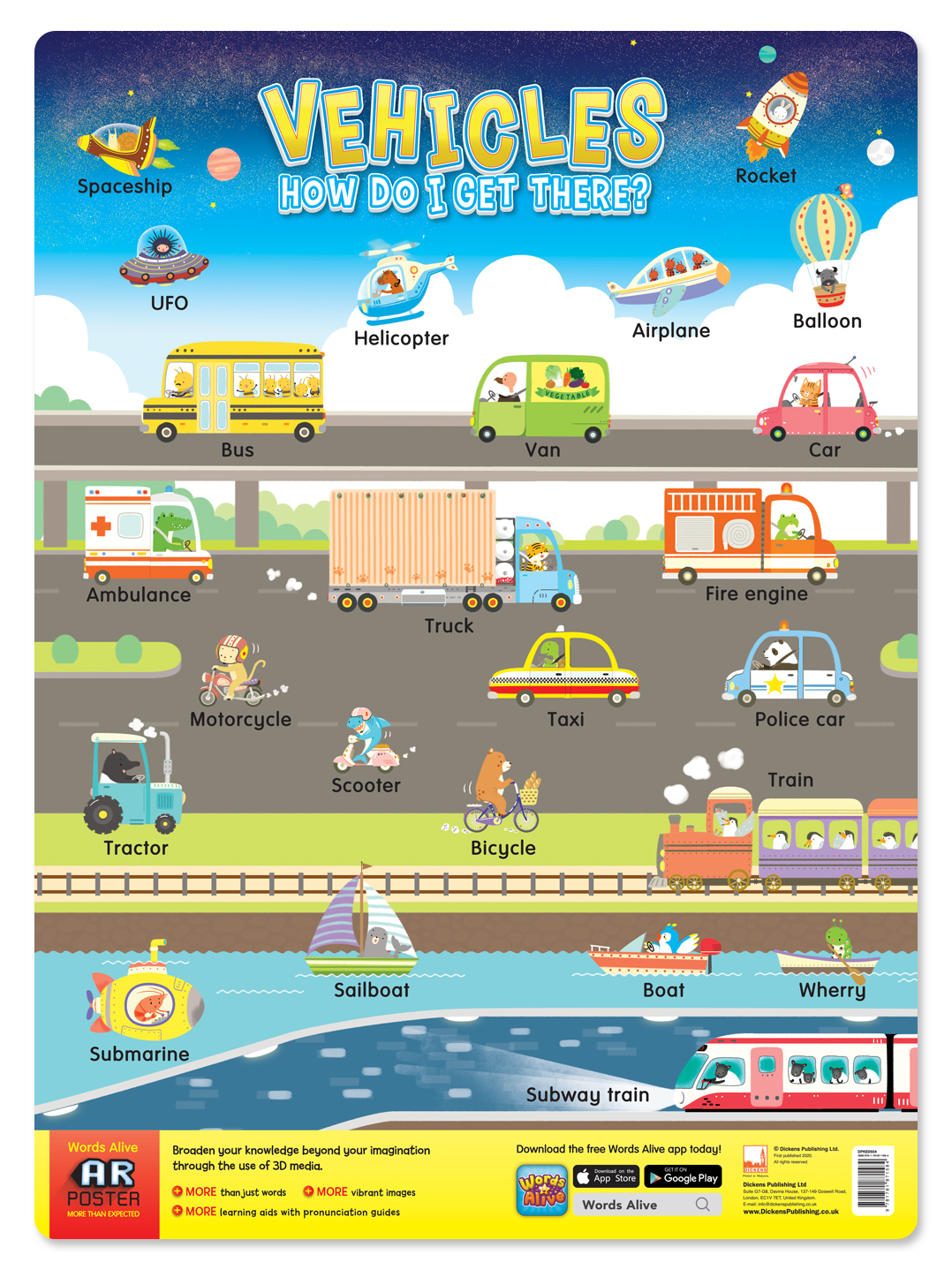 Words Alive AR 4D Poster - Vehicles How do I get there?