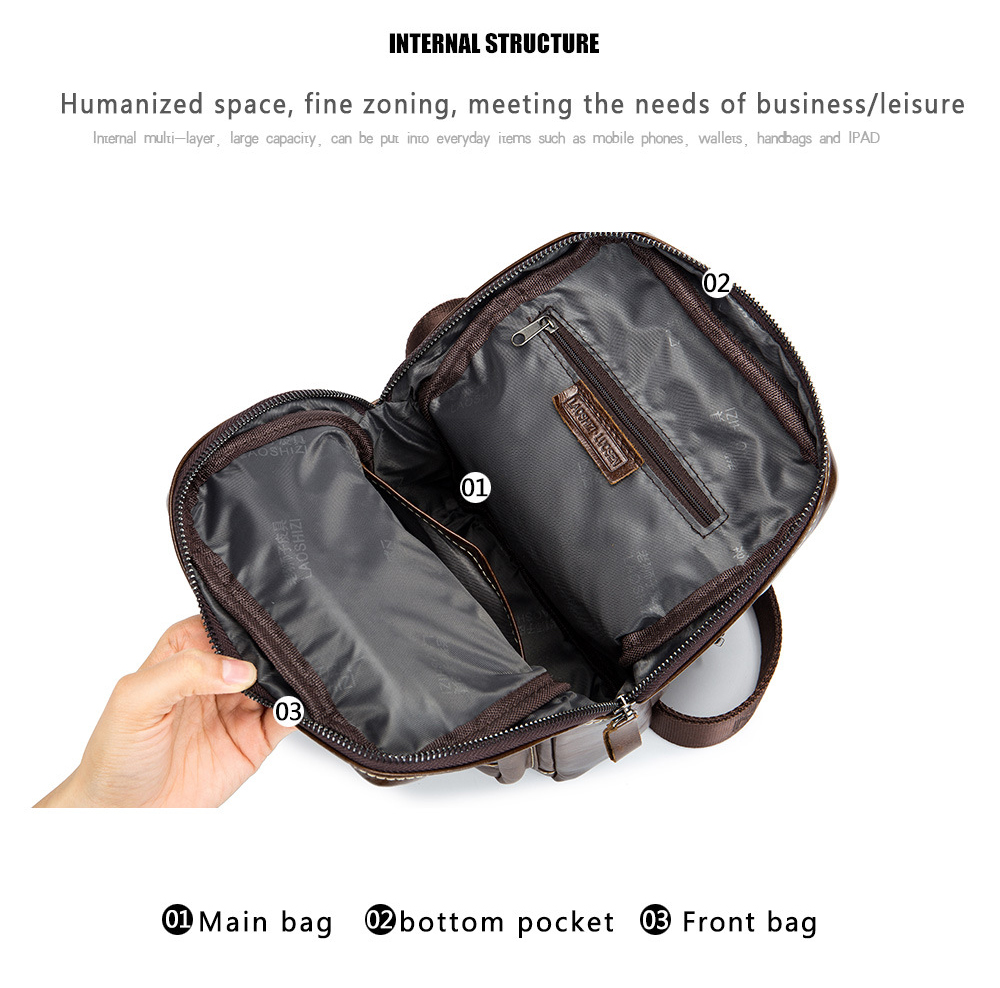 กระเป๋าคาดอกผู้ชาย หนังแท้100% พกพาสะดวก ใส่สมุด ใส่ iPad และของใช้ส่วนตัวได้ CODE:B041