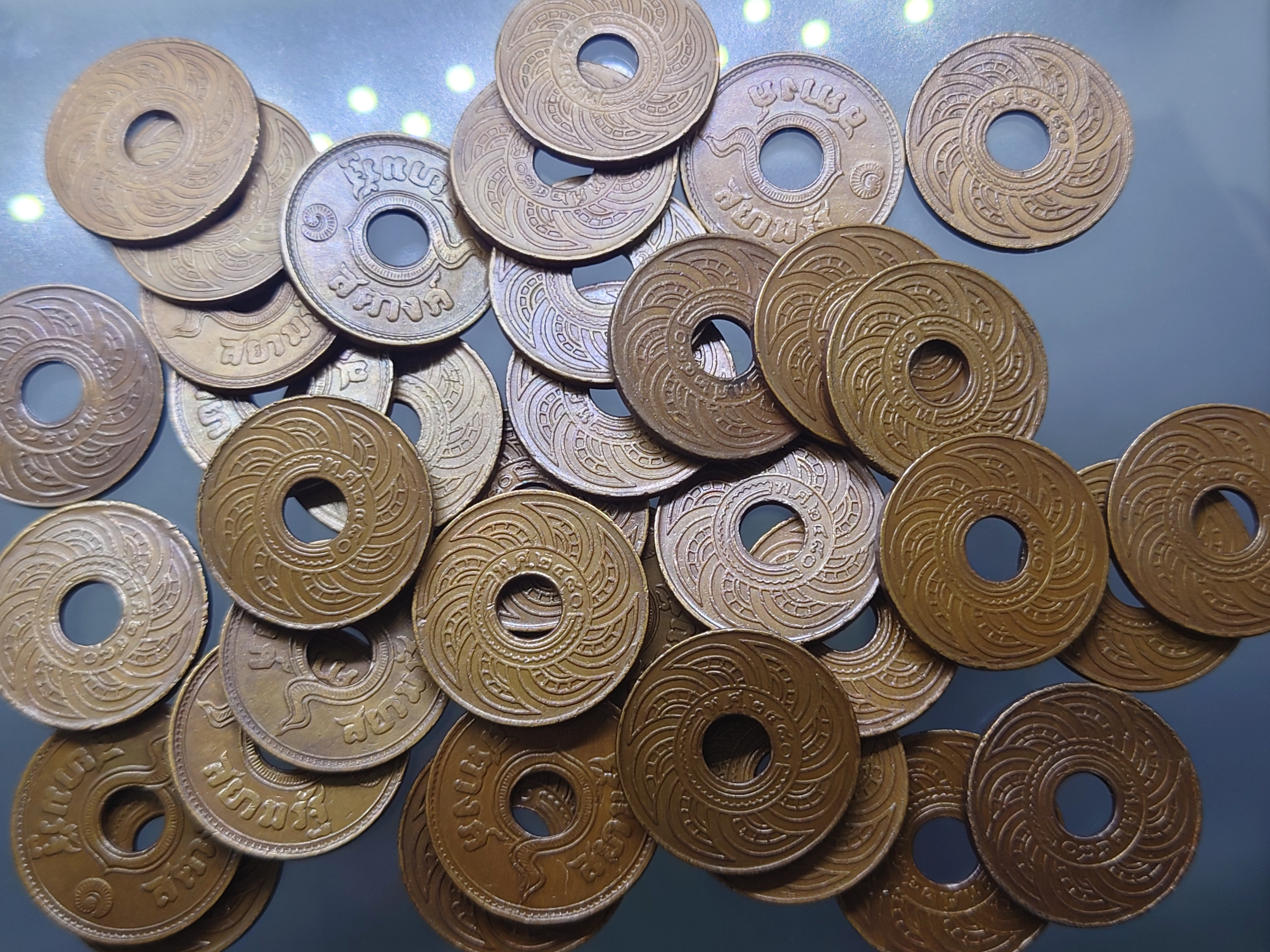 สตางค์รู เนื้อทองแดง 1 สตางค์ ปี พ.ศ.2480 ผ่านใช้ สวย