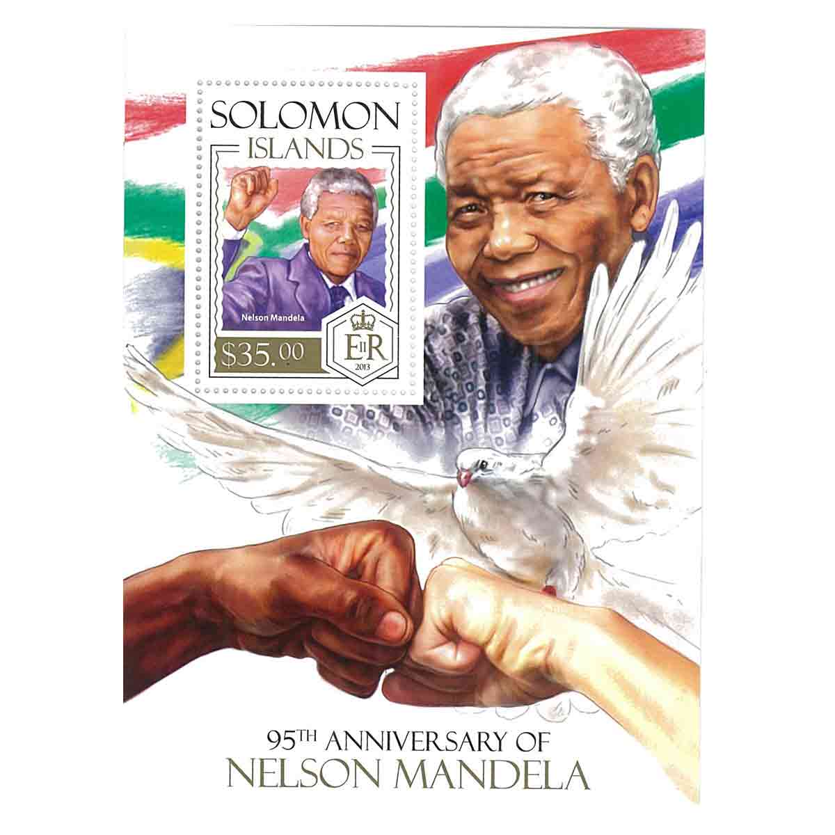 Solomon Islands Stamp, 2013 95th Anniversary of Nelson Mandela S/S