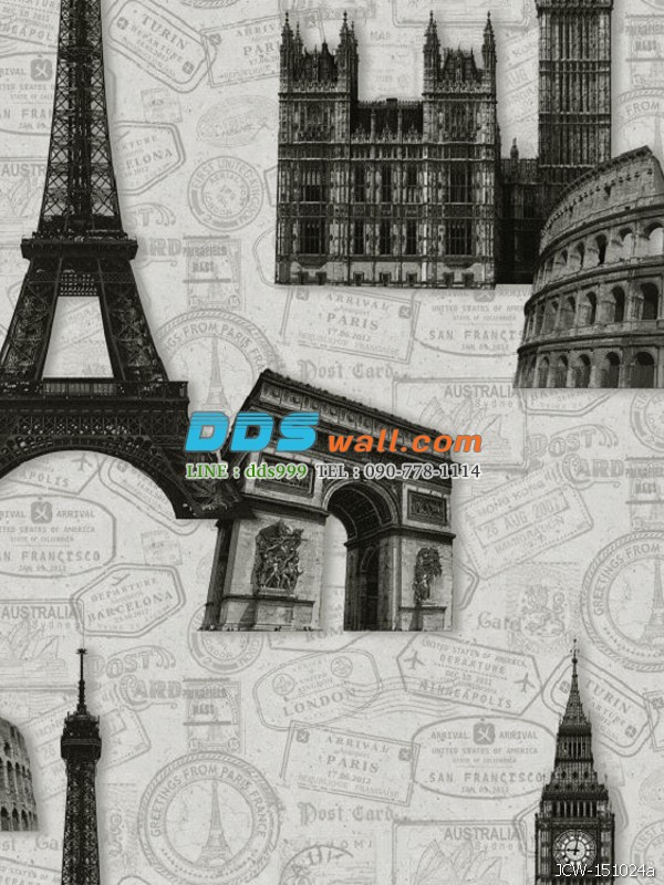 JFAY12-57 ลายหอไอเฟล สีดำ พื้นหลังสีขาว