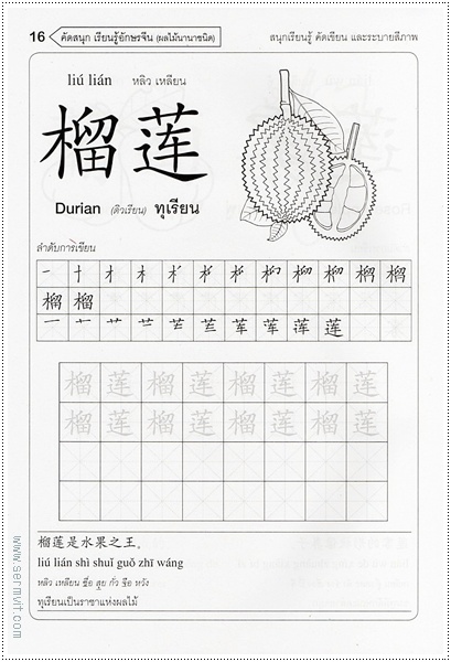 คัดสนุก เรียนรู้ อักษรจีน (ผลไม้นานาชนิด)