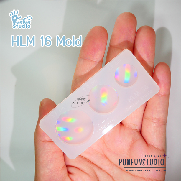 HLM 16 Round / Holographic Mold / 1.5, 2.0, 2.5 cm / Use with Epoxy resin / Silicone Mold