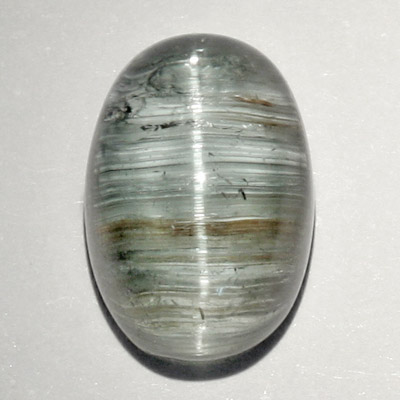 **ขายแล้ว**ทัวร์มาลีนตาแมว (Cat's eye Tourmaline) 3.86 กะรัต สีเทาติดเขียว หายาก