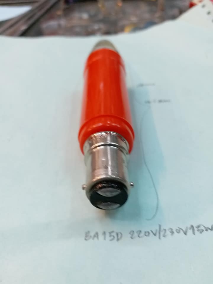 หลอดไฟเจ้าที่หลอดไฟเทียนแดงหลอดใสหลอดไฟ220V-240VAC15Wขั้วBA15Dขั้ว2จุดชนาดเส้นผ่านศูนย์กลางขั้วอ้วน15mmหลอดไฟ220VACหลอดไส้220VACหลอดสีใสขนาดเส้นผ่านศูนย์กลางอ้วน26มม.ยาว145มม.ขาลวดทองแดงขายหลอดไฟหลอดไส้หลอด220V(26x145mm) ราคา ดวงละ ราคา ตัวละ . . . . หน่ว