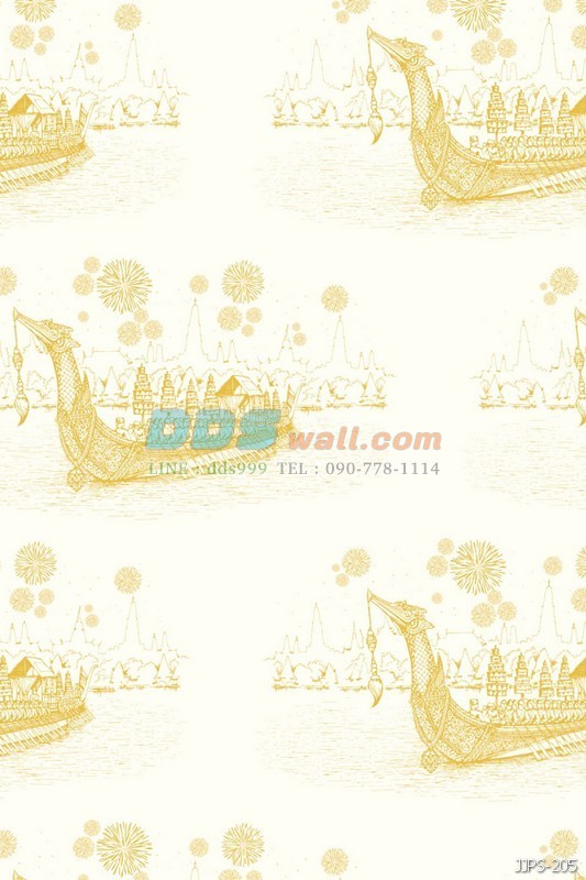 JLIE12-02 วอลเปเปอร์ติดผนัง ลายเรือสุพรรณหงส์ สีขาว