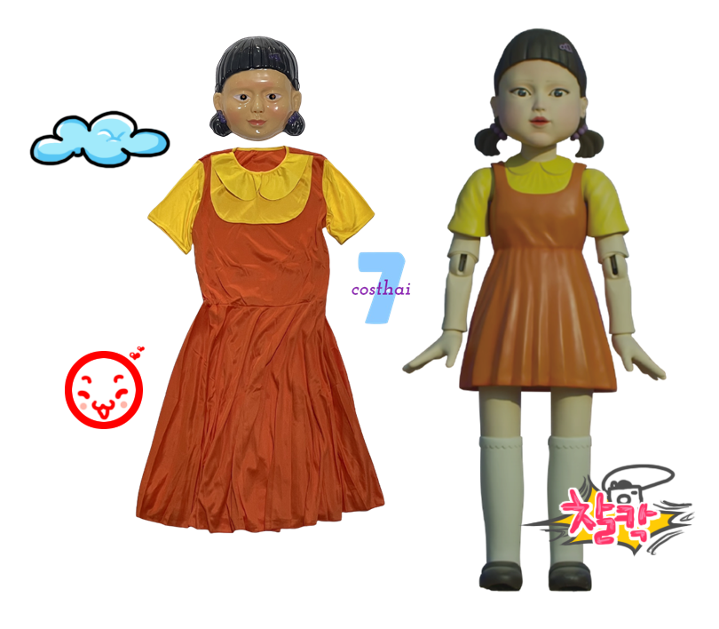 7C252 ชุดตุ๊กตาสังหาร AEIOU สควิดเกม เล่นลุ้นตาย AEIOU Doll Squid Game