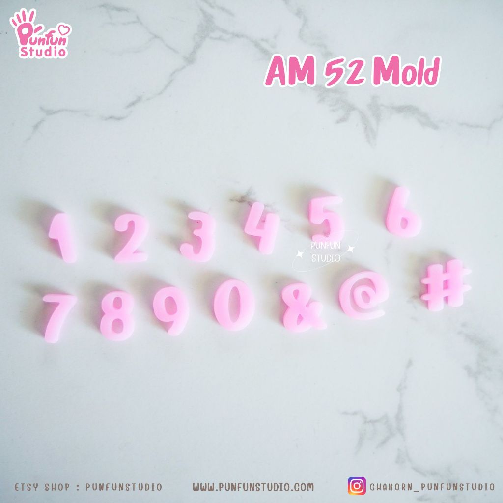 แม่พิมพ์ตัวอักษร AM 50-52 Mold / Height 1.1-1.5 cm หนา 2 mm / แม่พิมพ์ซิลิโคน
