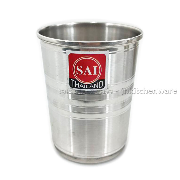 แก้วน้ำสแตนเลสไม่มีหู 74001 สูง 9 ซม. ความจุ 250ml. (แพค 12 ใบ)