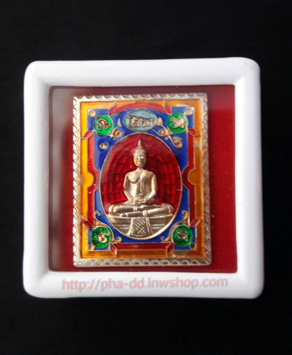 เหรียญแสตมป์เนื้อกะไหล่เงินลงยา 4 สี พิมพ์ใหญ่ หลวงพ่อโสธร ปี 39 รุ่นฉลองอุโบสถหลังใหม่