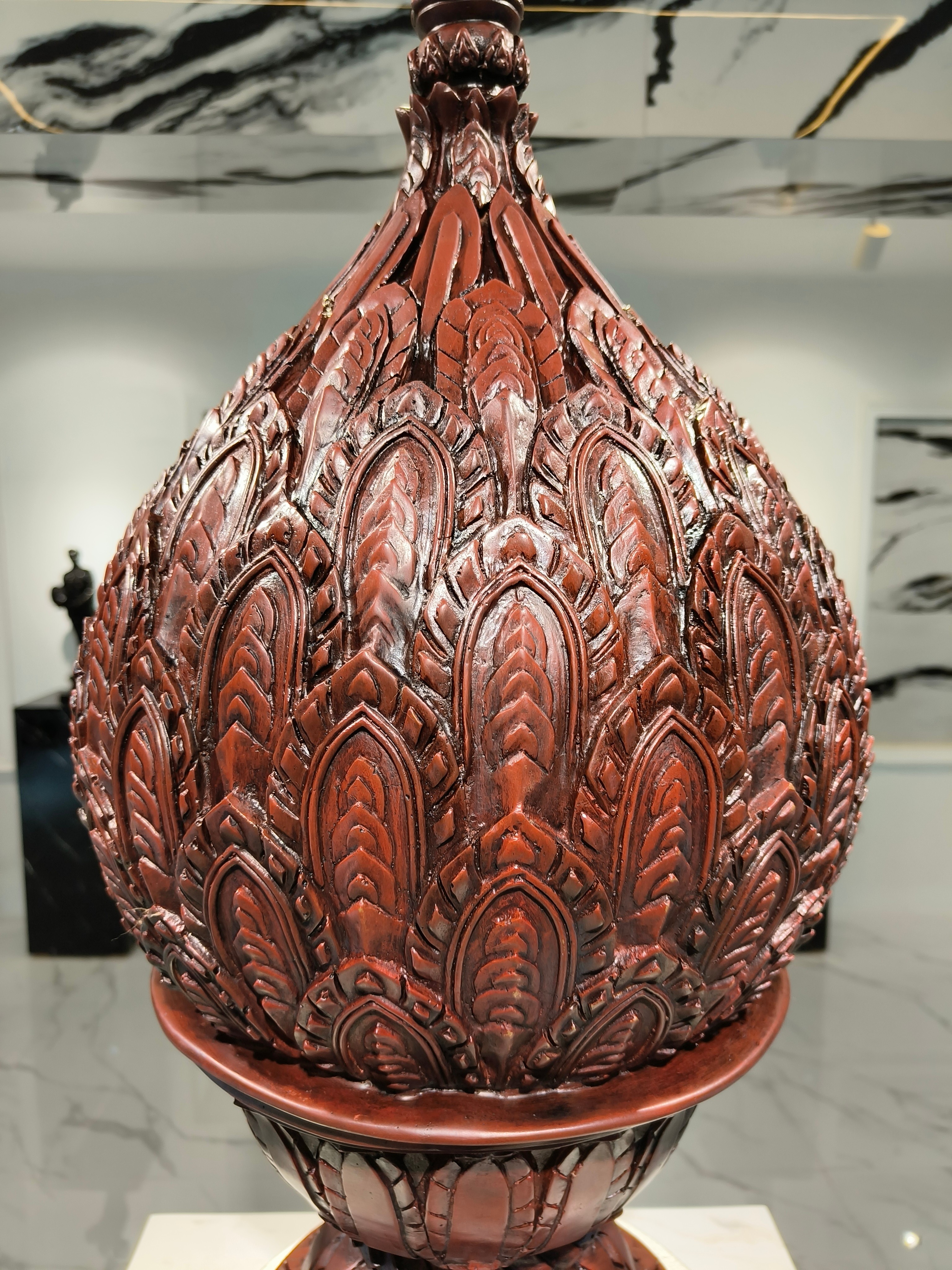 พานพุ่มสักการะ เนื้อสัมฤทธิ์ ขนาดใหญ่ ทำสีพิเศษ