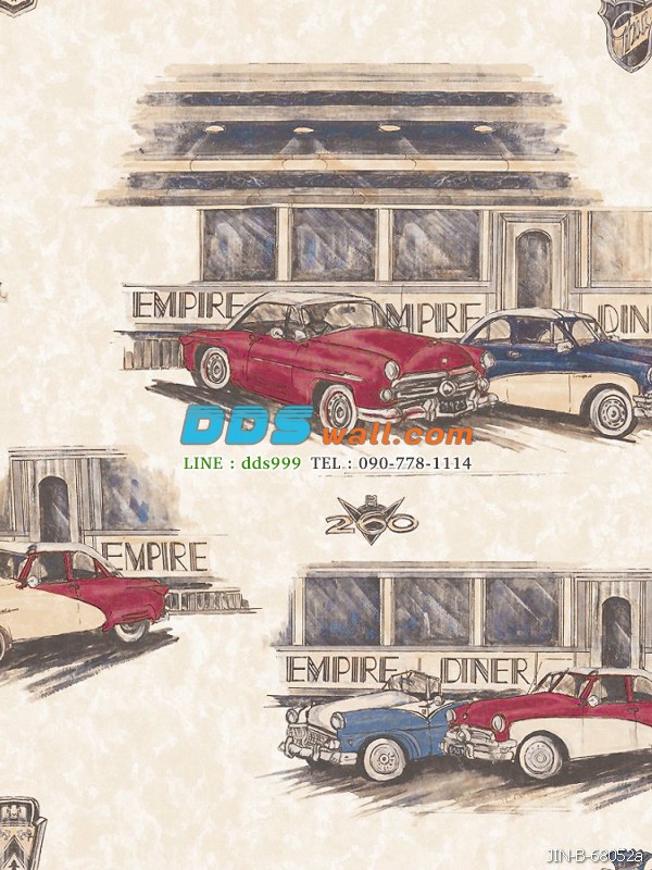 JFAY12-29 ลายรถคลาสสิค สีเหลืองครีม