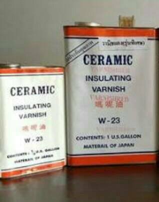 น้ำยาวาณิชW-23ceramicรุ่นพิเศษน้ำยาW23สีเข้มน้ำยาVARNISHสำหรับพันหม้อแปลงพันลวดทองแดงน้ำยาวานิชW23ราคากระป๋องล่ะรูปขวามือกระป๋องสูงราคาแกลลอนละ