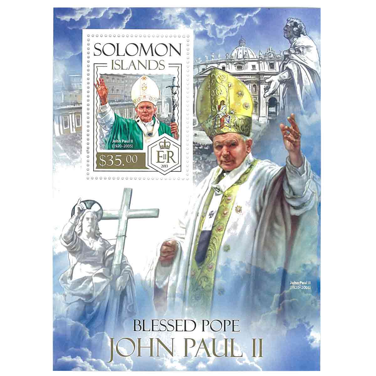 Solomon Islands Stamp, 2013 Blessed Pope John Paul II, Important People S/S