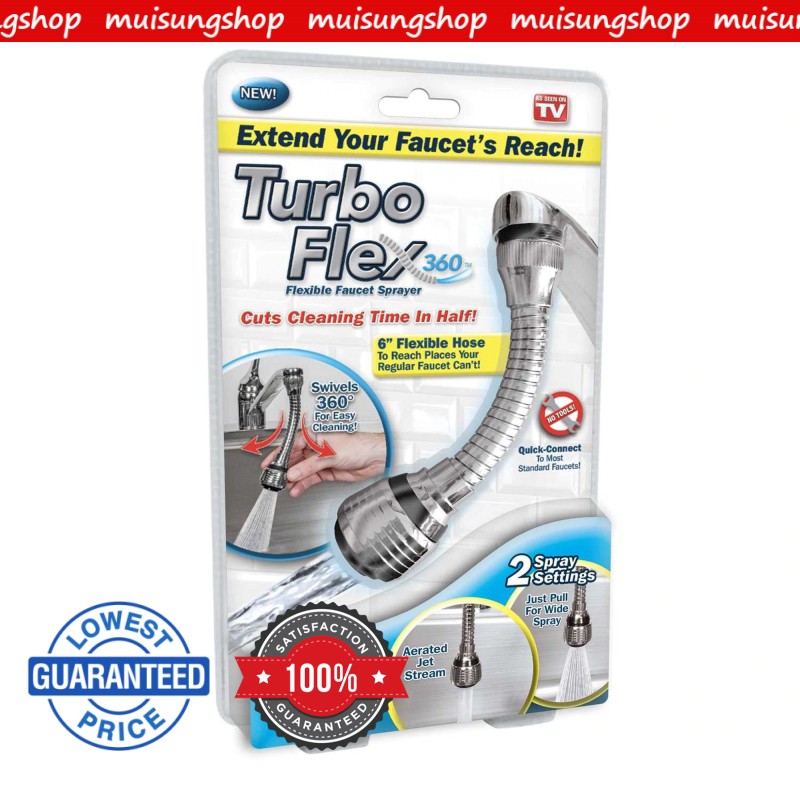 muisungshop หัวต่อก๊อกน้ำหมุนได้ 360 องศา เพิ่มแรงดันน้ำและปรับงอได้