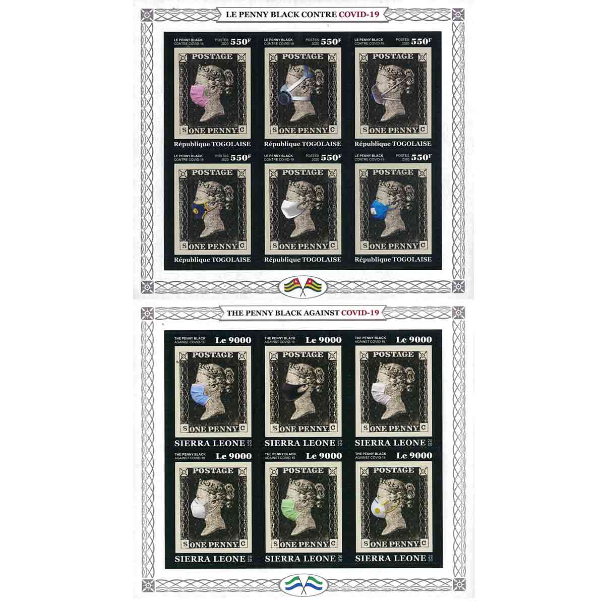 Togo & Sierra Leone Stamp, 2020 The Penny Black Against COVID-19