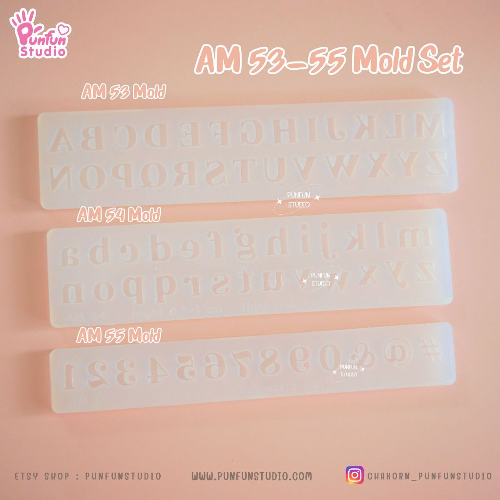 แม่พิมพ์ตัวอักษร AM 53-55 Mold / Height 1.1-1.5 cm หนา 2 mm / แม่พิมพ์ซิลิโคน