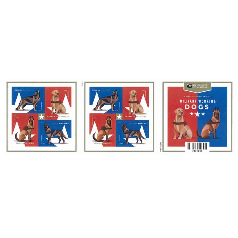 USA Stamp, 2019 Military Working Dogs Booklet