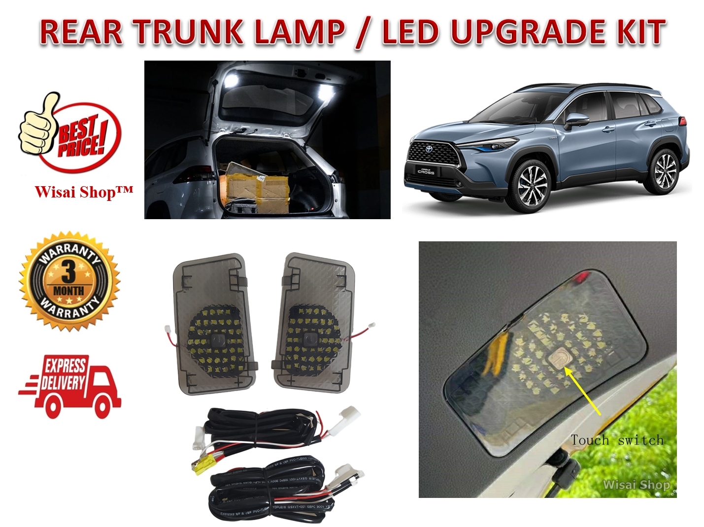 ชุดอัพเกรดไฟส่องสว่างห้องสัมภาระประตูหลัง 2 ดวง Dual Rear Trunk Lamp / LED สำหรับ Toyota Corolla Cross CROSS รุ่นปี 2020 - 2023