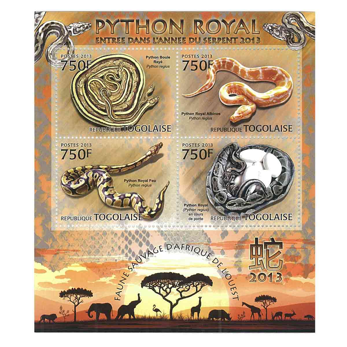 Togo Stamp, 2013 Snake, Wildlife, Animals