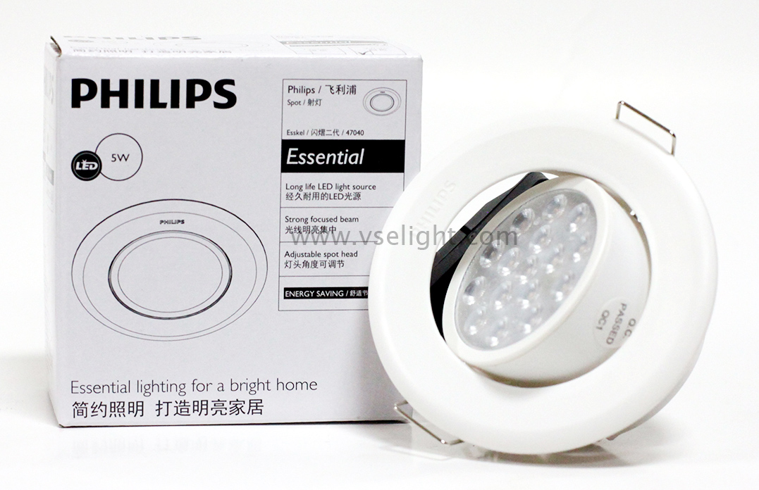 โคม Downlight LED Philips 5w Recessed Spotlight 47040 ปรับองศาได้